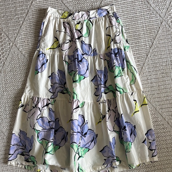 a new day Dresses & Skirts - a new day White Tiered Midi Skirt with Lavender & Green Floral Print